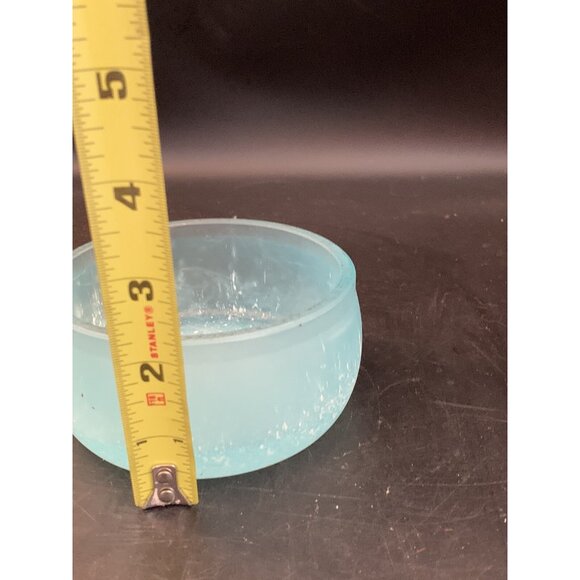 Vintage Eberling & Reuss Blue Frosted Pitted Glass Bowl Trinket Vanity RARE - Picture 6 of 7